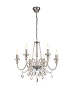 Luminosity Designs - Camelot 65cm Chandelier Pendant, 6 Light E14, Polished Chrome/Clear Glass/Crystal - Luminosity Designs Ltd