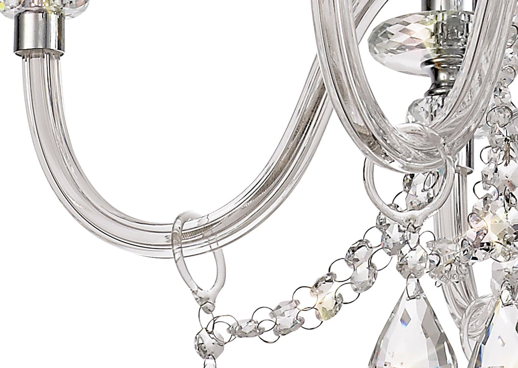 Luminosity Designs - Camelot 65cm Chandelier Pendant, 6 Light E14, Polished Chrome/Clear Glass/Crystal - Luminosity Designs Ltd