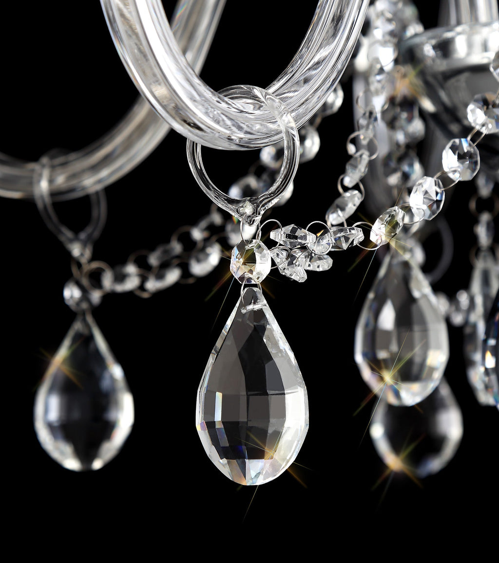 Luminosity Designs - Camelot 65cm Chandelier Pendant, 6 Light E14, Polished Chrome/Clear Glass/Crystal - Luminosity Designs Ltd