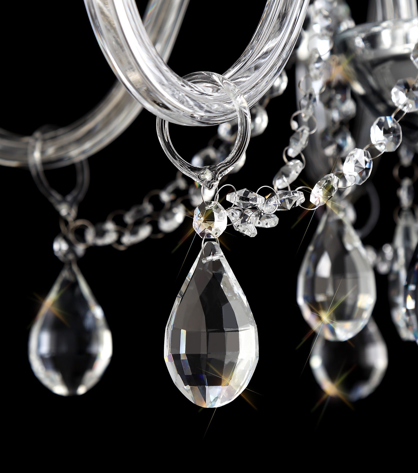 Luminosity Designs - Camelot 65cm Chandelier Pendant, 6 Light E14, Polished Chrome/Clear Glass/Crystal - Luminosity Designs Ltd