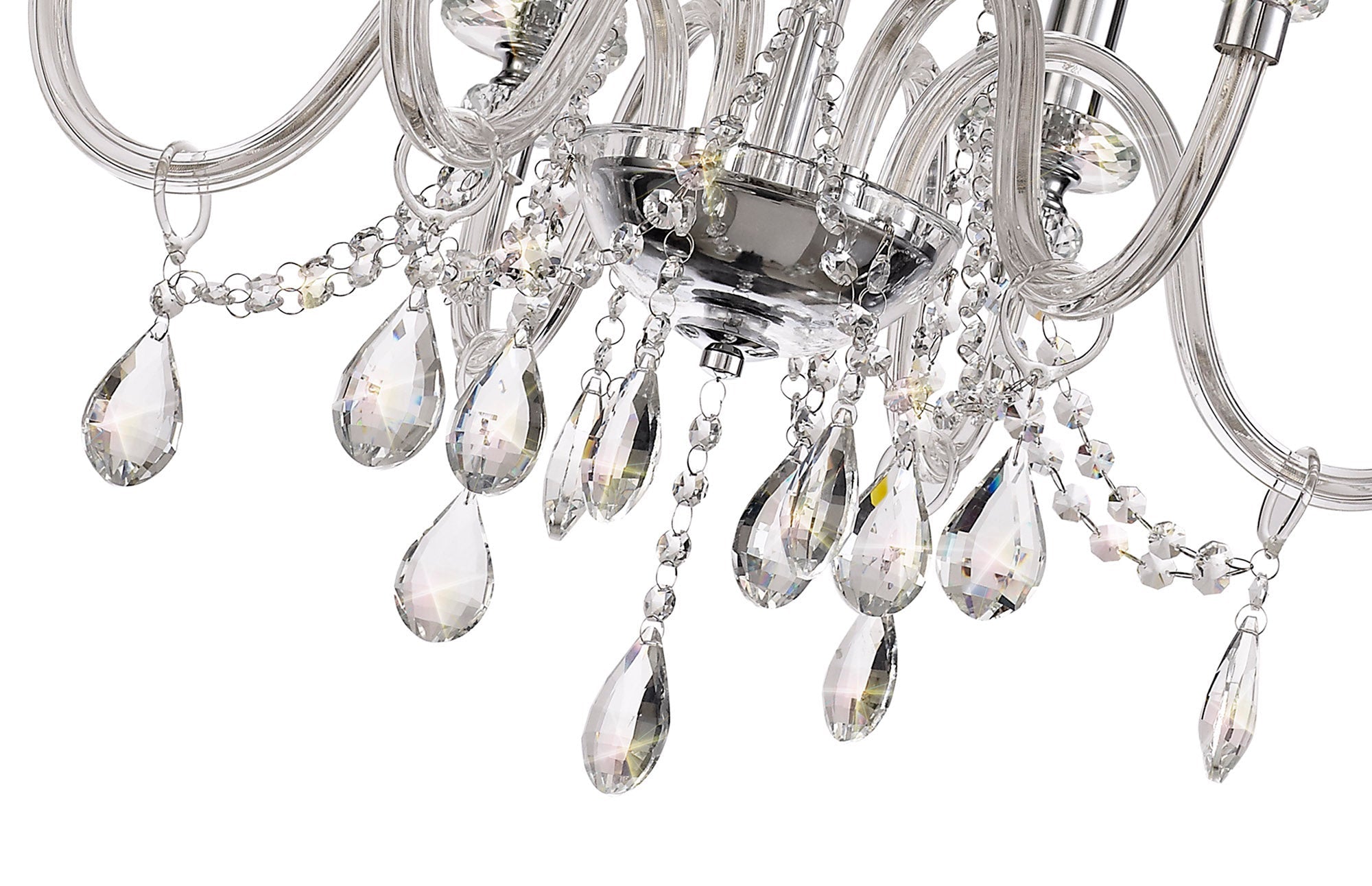 Luminosity Designs - Camelot 65cm Chandelier Pendant, 6 Light E14, Polished Chrome/Clear Glass/Crystal - Luminosity Designs Ltd