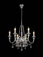 Luminosity Designs - Camelot 65cm Chandelier Pendant, 6 Light E14, Polished Chrome/Clear Glass/Crystal - Luminosity Designs Ltd
