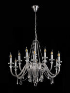 Luminosity Designs - Camelot 81cm Chandelier Pendant, 12 Light E14, Polished Chrome/Clear Glass/Crystal - Luminosity Designs Ltd