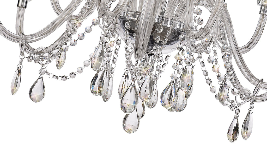 Luminosity Designs - Camelot 81cm Chandelier Pendant, 12 Light E14, Polished Chrome/Clear Glass/Crystal - Luminosity Designs Ltd