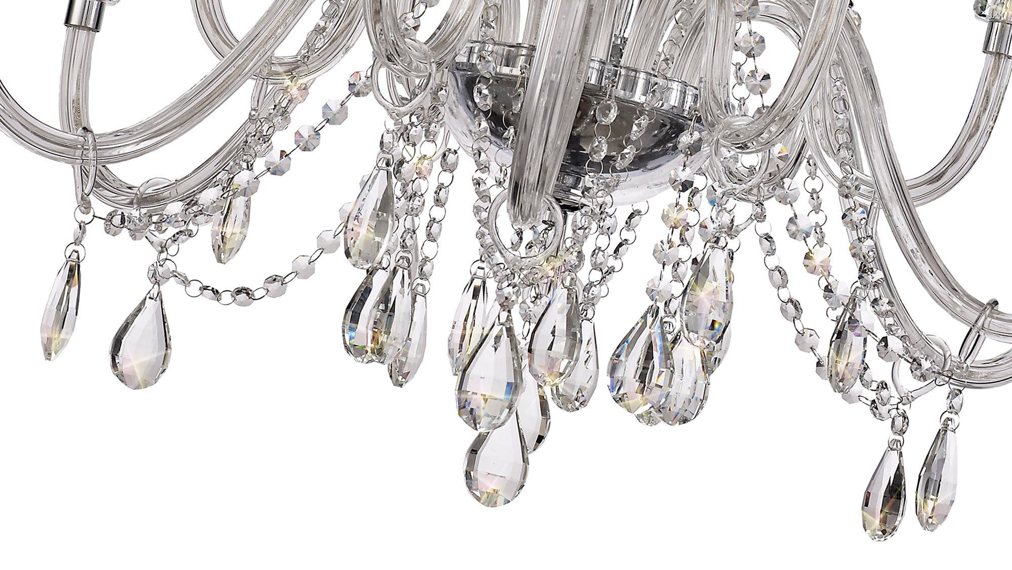 Luminosity Designs - Camelot 81cm Chandelier Pendant, 12 Light E14, Polished Chrome/Clear Glass/Crystal - Luminosity Designs Ltd