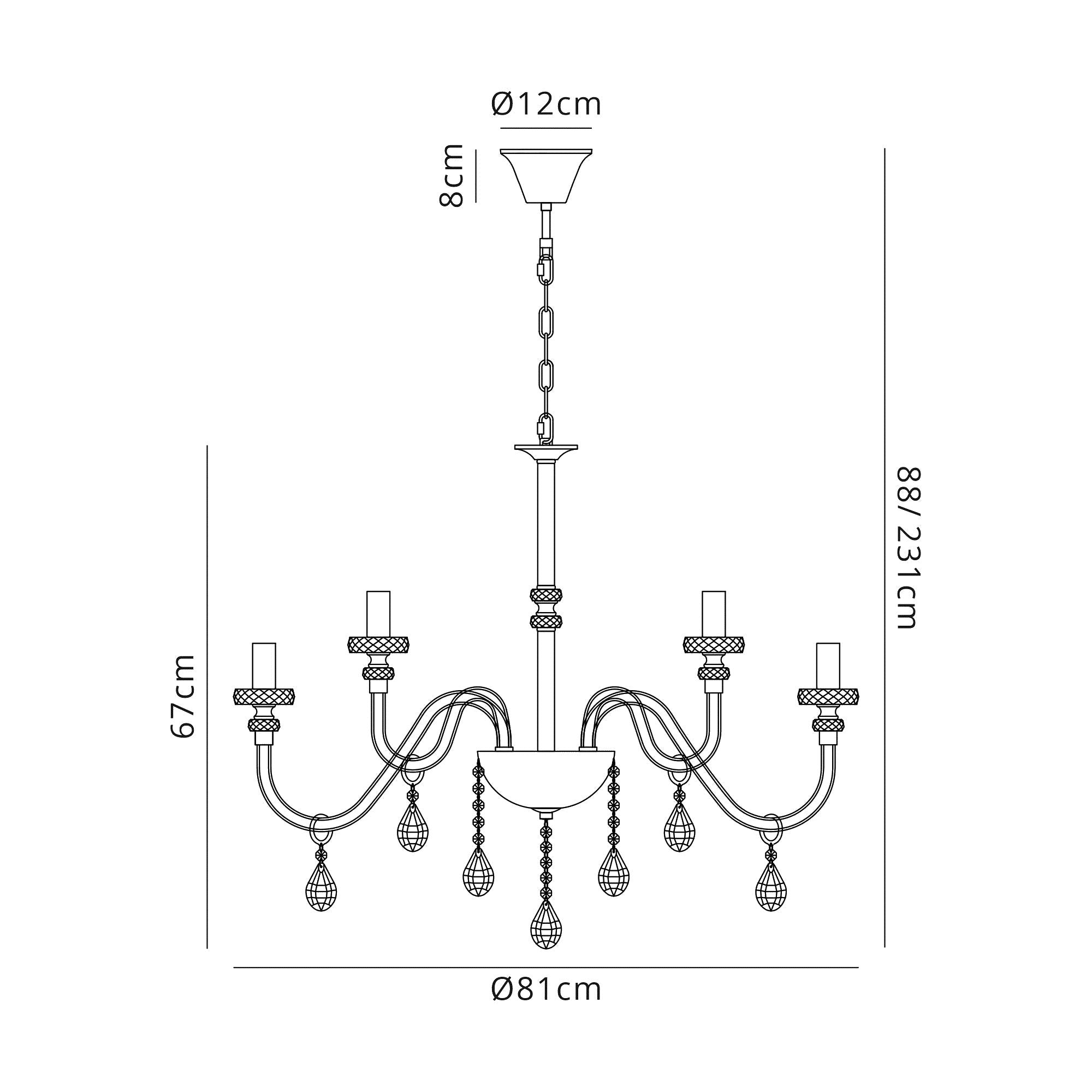 Luminosity Designs - Camelot 81cm Chandelier Pendant, 12 Light E14, Polished Chrome/Clear Glass/Crystal - Luminosity Designs Ltd