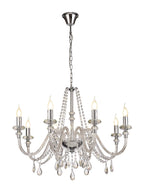 Luminosity Designs - Camelot 81cm Chandelier Pendant, 8 Light E14, Polished Chrome/Clear Glass/Crystal - Luminosity Designs Ltd