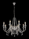 Luminosity Designs - Camelot 81cm Chandelier Pendant, 8 Light E14, Polished Chrome/Clear Glass/Crystal - Luminosity Designs Ltd
