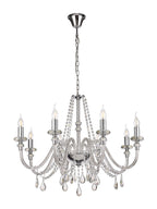 Luminosity Designs - Camelot 81cm Chandelier Pendant, 8 Light E14, Polished Chrome/Clear Glass/Crystal - Luminosity Designs Ltd