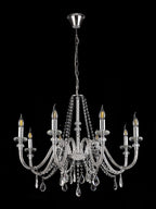 Luminosity Designs - Camelot 81cm Chandelier Pendant, 8 Light E14, Polished Chrome/Clear Glass/Crystal - Luminosity Designs Ltd