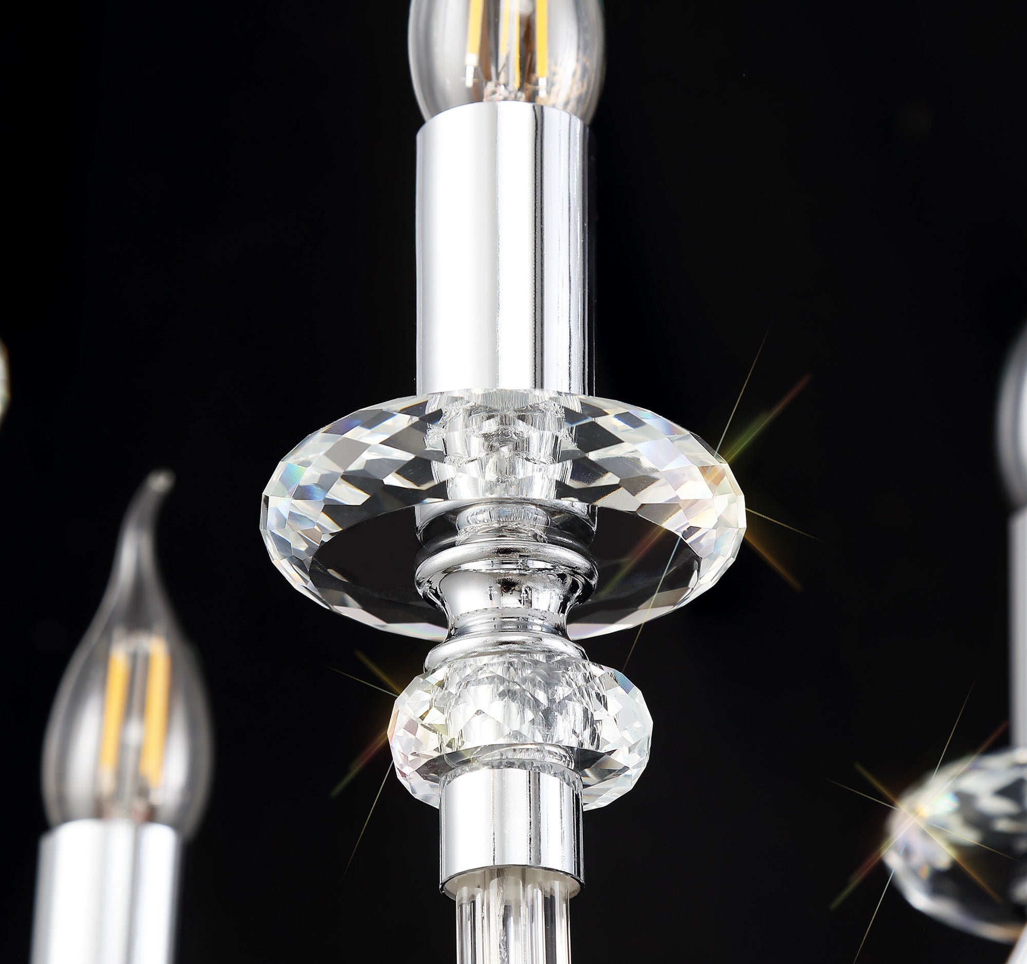 Luminosity Designs - Camelot 81cm Chandelier Pendant, 8 Light E14, Polished Chrome/Clear Glass/Crystal - Luminosity Designs Ltd