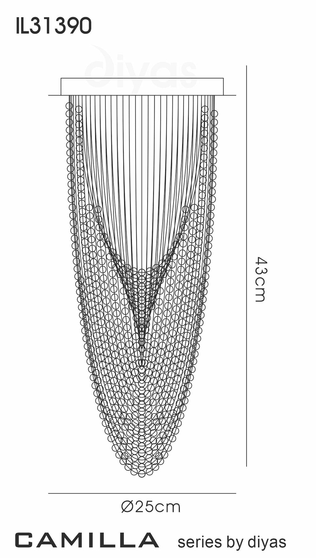 Diyas - Camilla Ceiling Light - Luminosity Designs Ltd