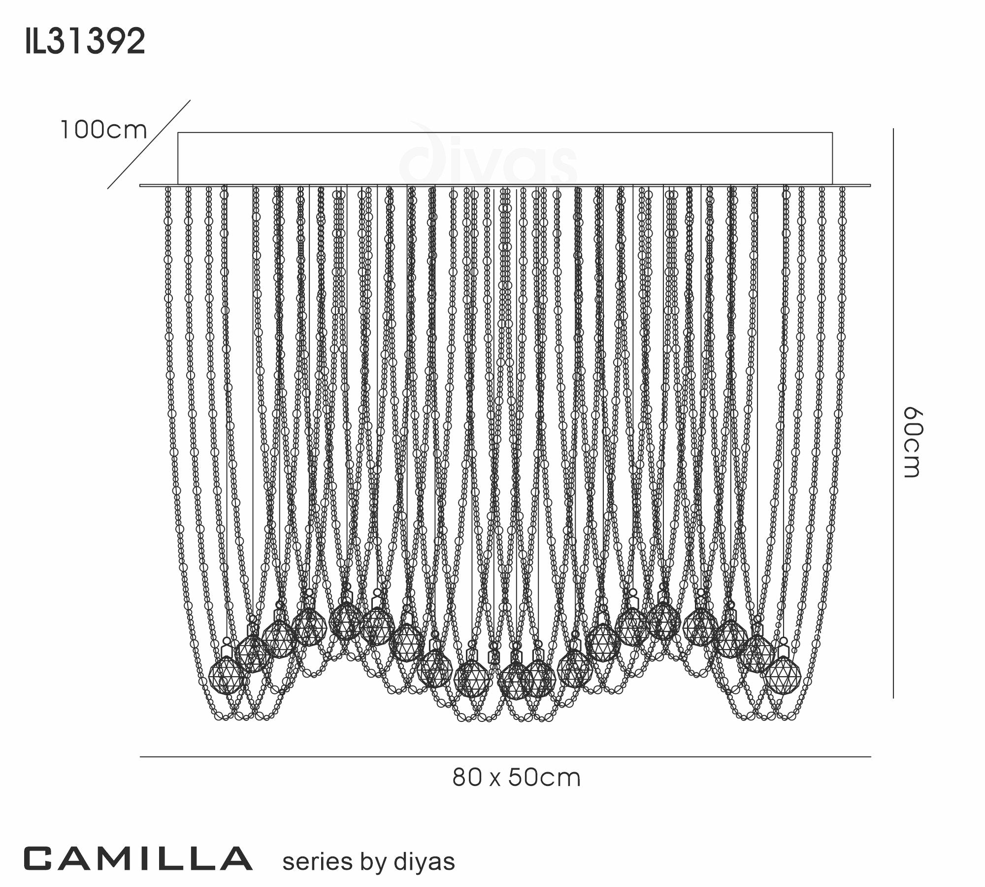 Diyas - Camilla Ceiling Oval 10 Light - Luminosity Designs Ltd