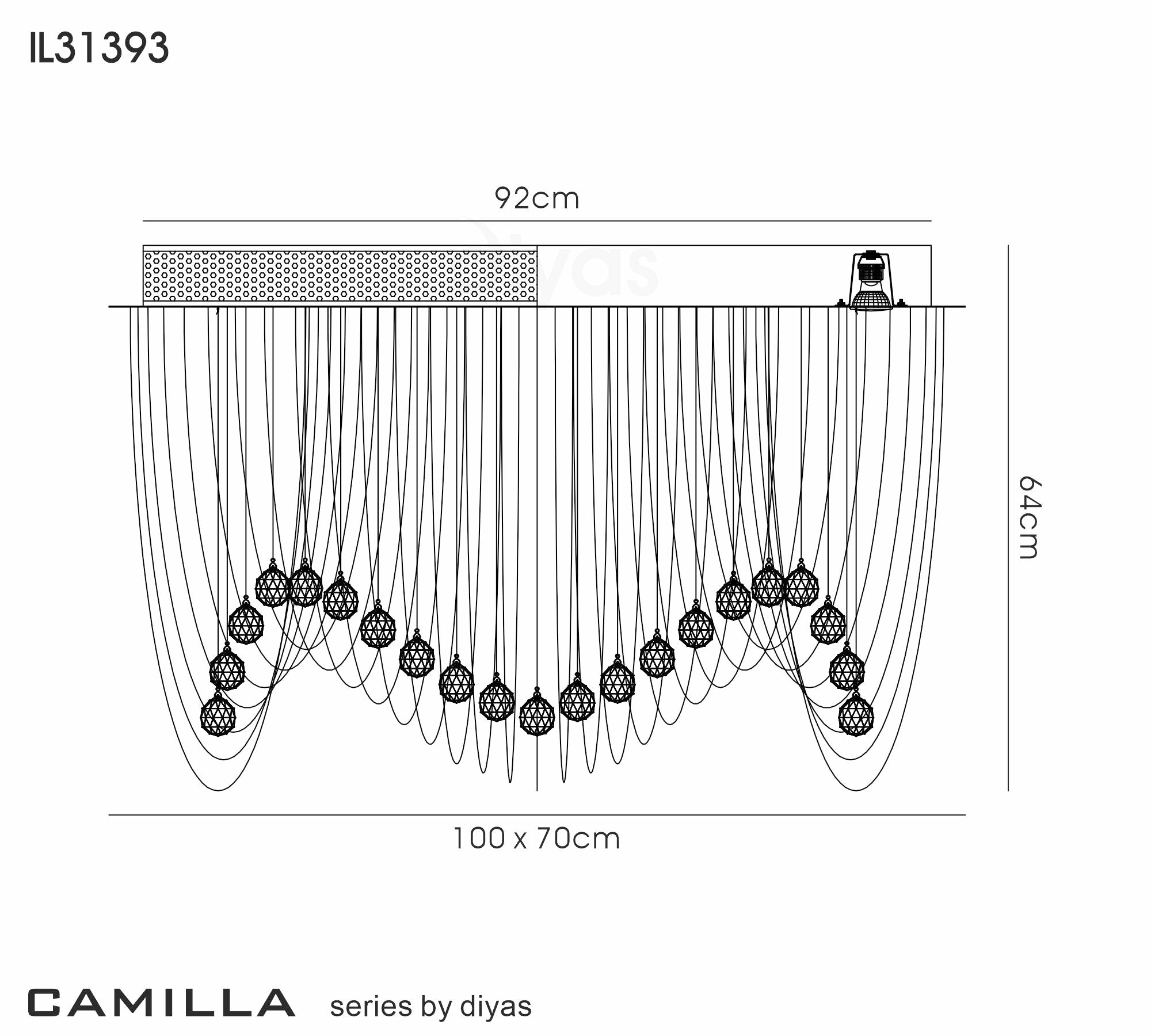 Diyas - Camilla Ceiling Oval 12 Light - Luminosity Designs Ltd