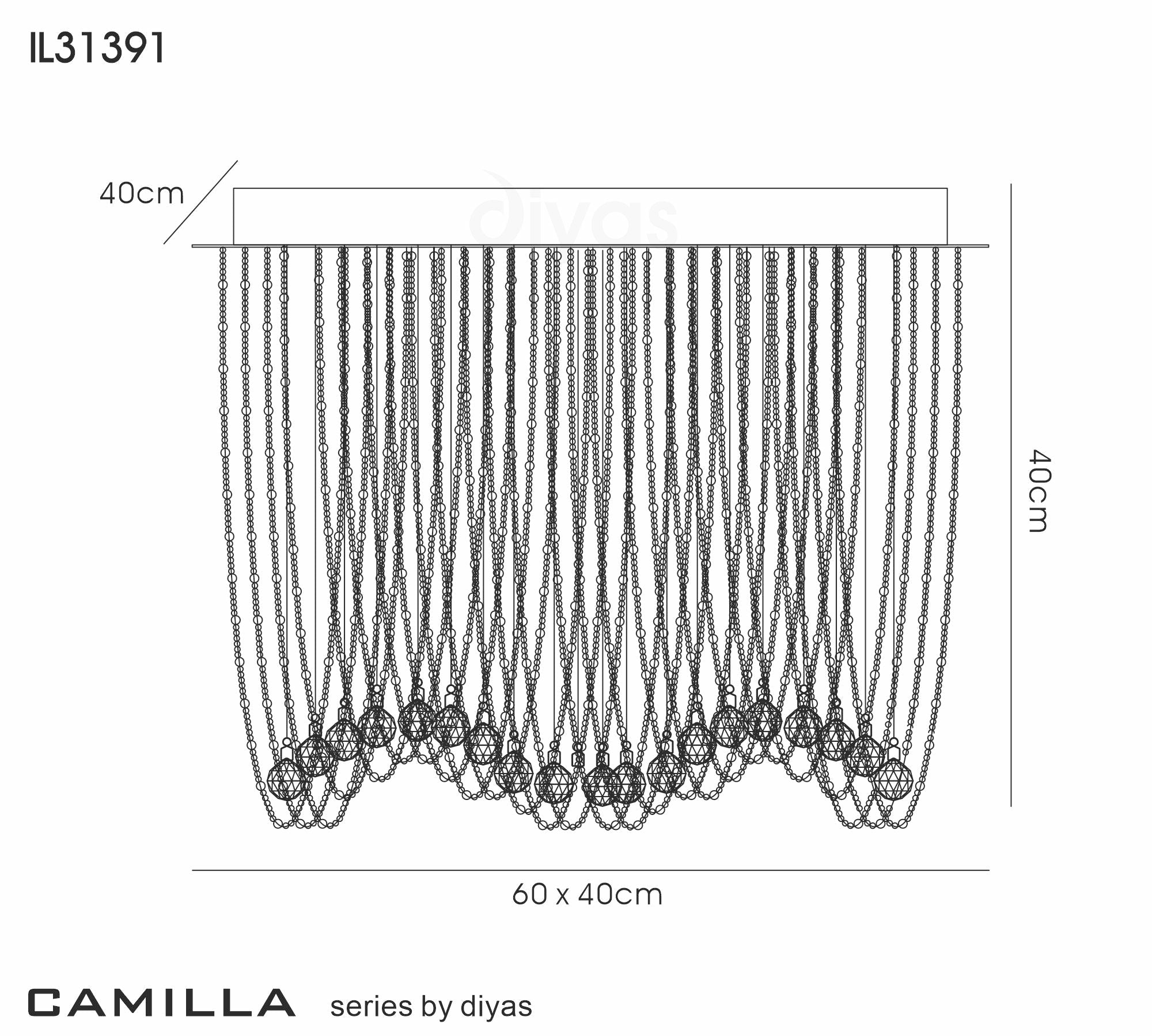Diyas - Camilla Ceiling Oval 7 Light - Luminosity Designs Ltd