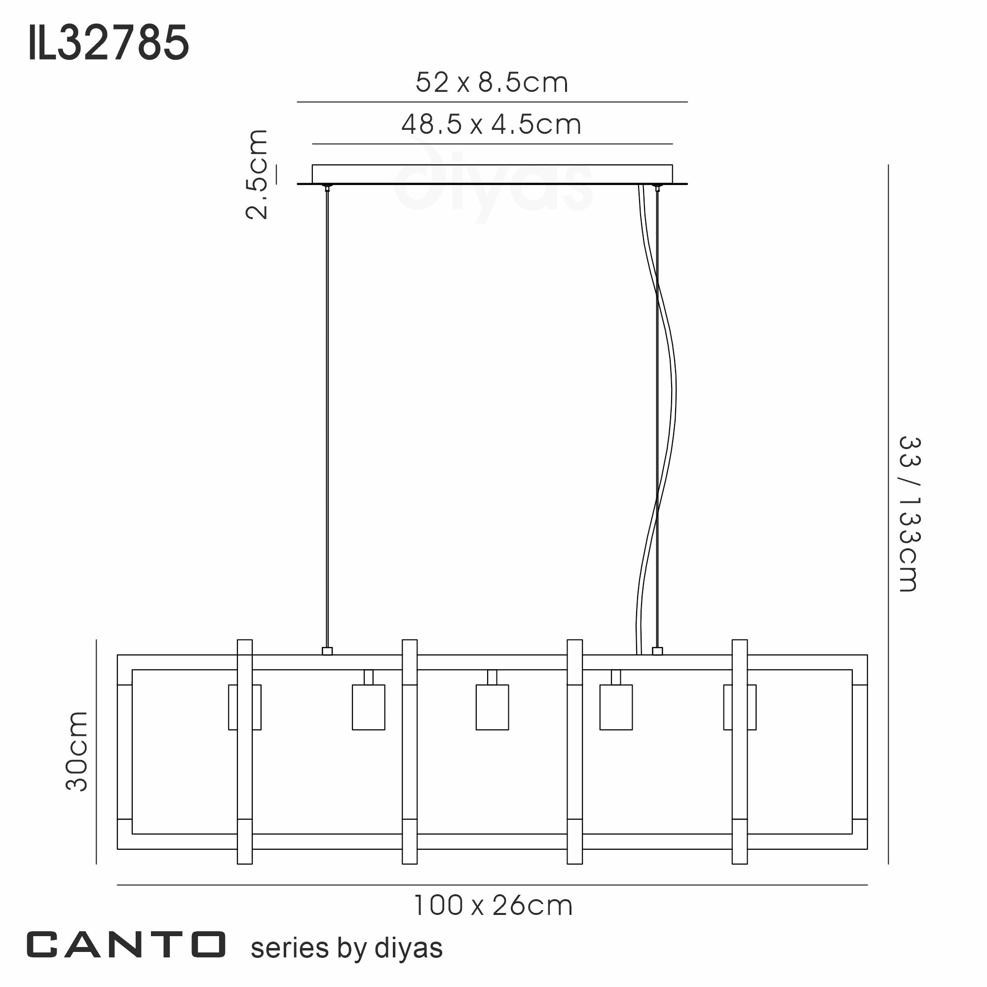 Diyas - Canto Large Rectangular Pendant - Luminosity Designs Ltd