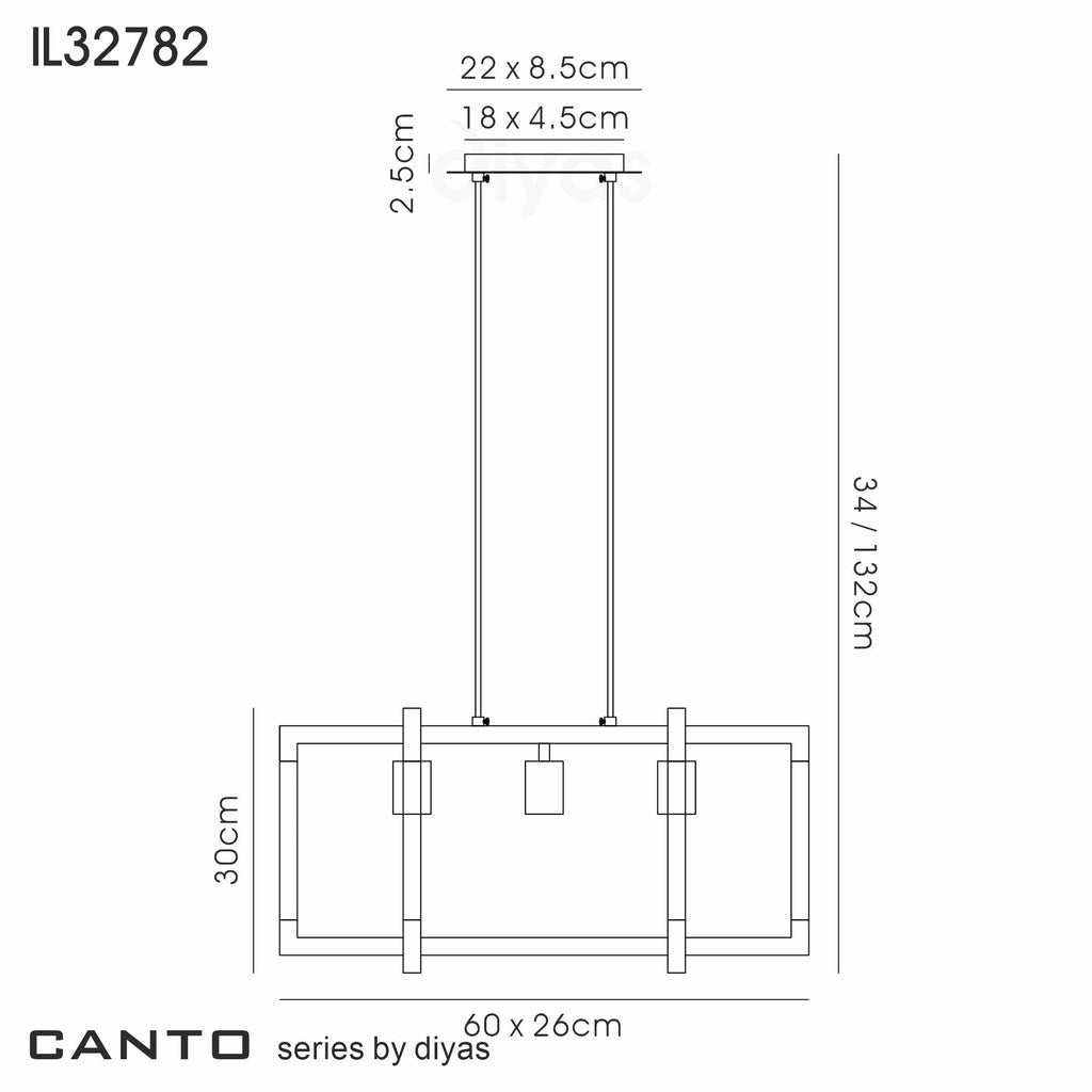 Diyas - Canto Rectangular Pendant - Luminosity Designs Ltd
