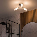 lse - Canya IP44 Bathroom Rated 3 Armed Semi Flush Ceiling Fitting with Glass Shades - Luminosity Designs Ltd