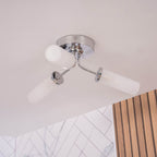 lse - Canya IP44 Bathroom Rated 3 Armed Semi Flush Ceiling Fitting with Glass Shades - Luminosity Designs Ltd