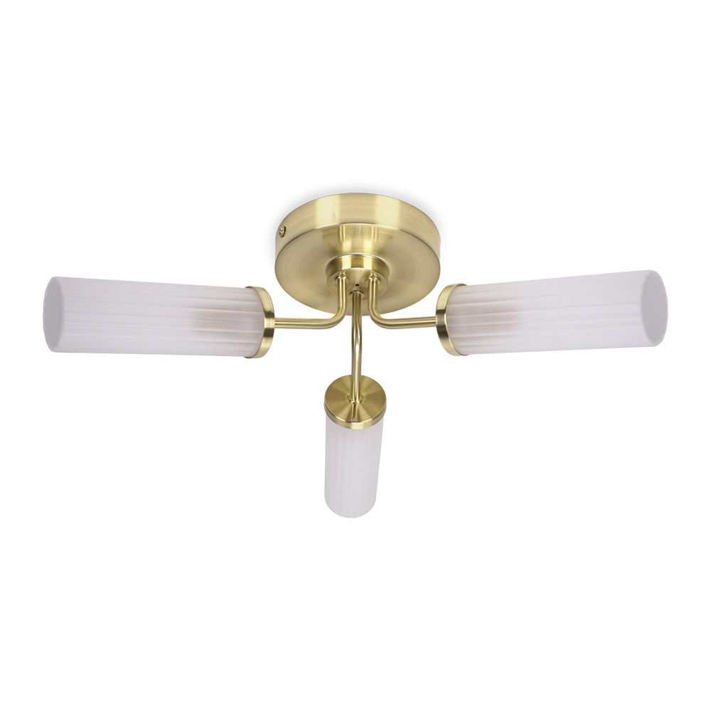 lse - Canya IP44 Bathroom Rated 3 Armed Semi Flush Ceiling Fitting with Glass Shades - Luminosity Designs Ltd