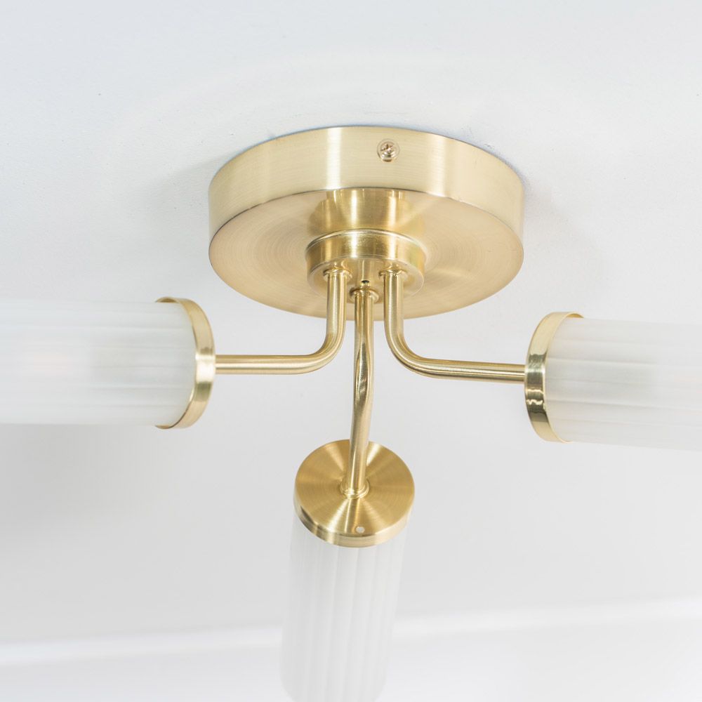 lse - Canya IP44 Bathroom Rated 3 Armed Semi Flush Ceiling Fitting with Glass Shades - Luminosity Designs Ltd
