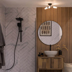 lse - Canya IP44 Bathroom Rated 3 Armed Semi Flush Ceiling Fitting with Glass Shades - Luminosity Designs Ltd