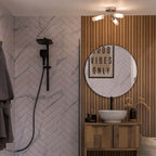 lse - Canya IP44 Bathroom Rated 3 Armed Semi Flush Ceiling Fitting with Glass Shades - Luminosity Designs Ltd