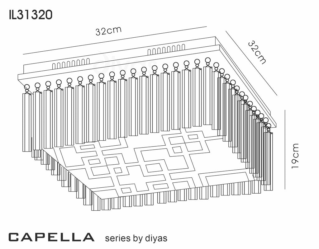 Diyas - Capella Square Small Ceiling - Luminosity Designs Ltd