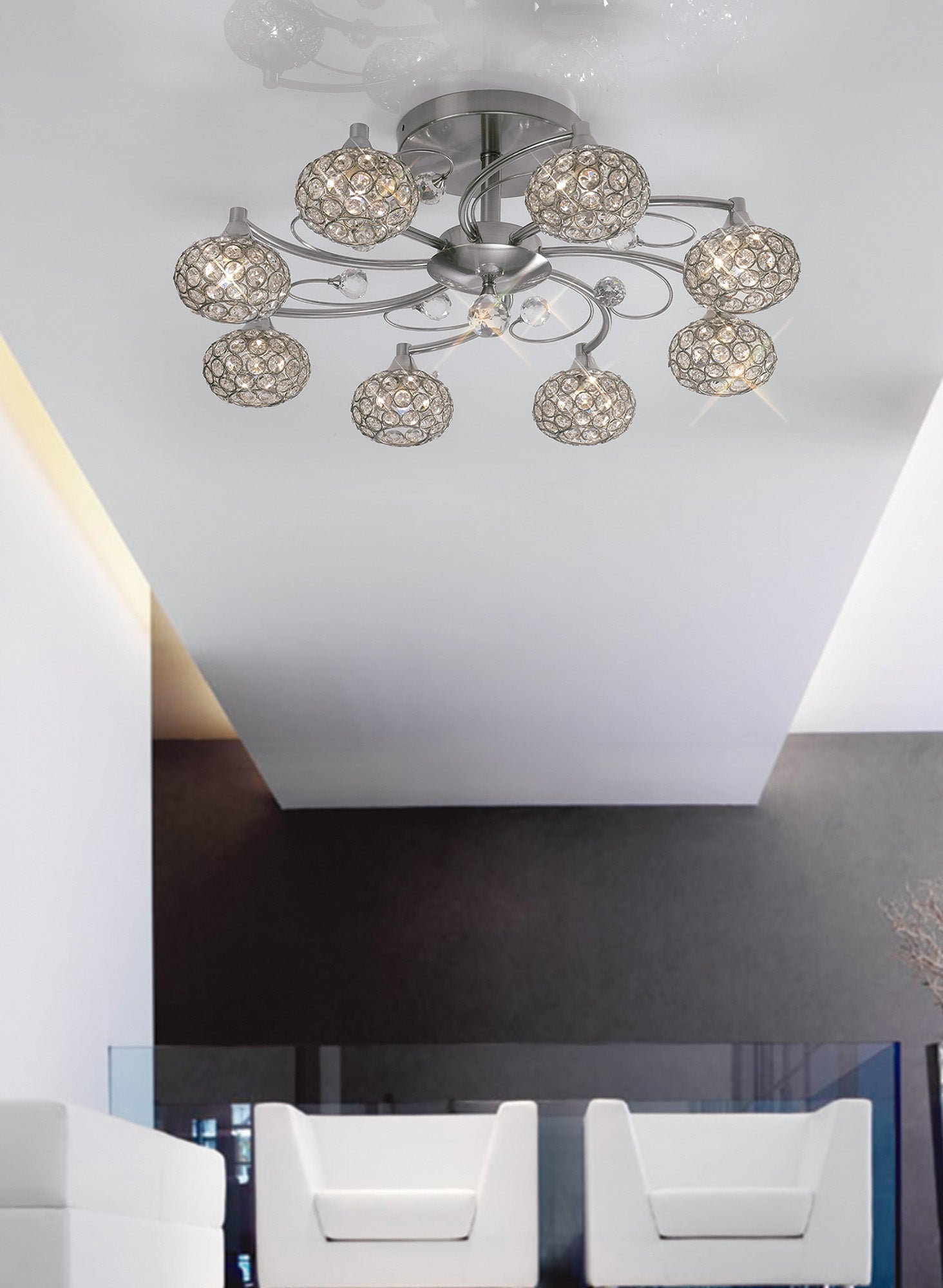 Diyas - Cara Large Semi Fush Ceiling Light - Luminosity Designs Ltd
