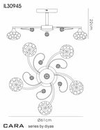 Diyas - Cara Medium Semi Fush Ceiling Light - Luminosity Designs Ltd