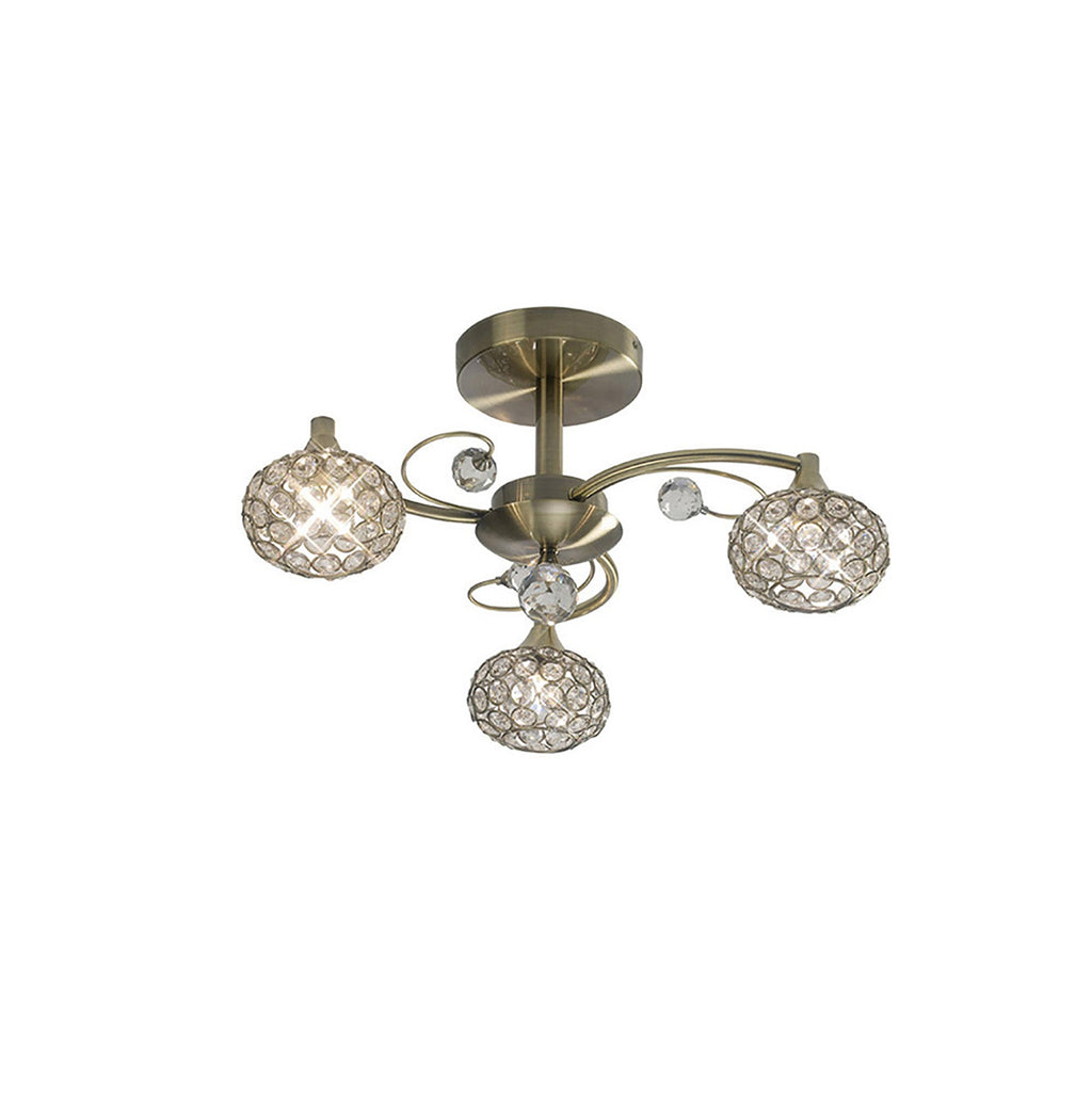 Diyas - Cara Small Semi Fush Ceiling Light - Luminosity Designs Ltd