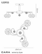 Diyas - Cara Small Semi Fush Ceiling Light - Luminosity Designs Ltd