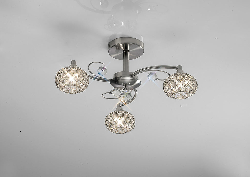 Diyas - Cara Small Semi Fush Ceiling Light - Luminosity Designs Ltd