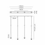 Deco - Carrie 4 Light Linear E27 Universal Bar Pendant (FRAME ONLY), Suitable For A Vast Selection Of Shades - Luminosity Designs Ltd