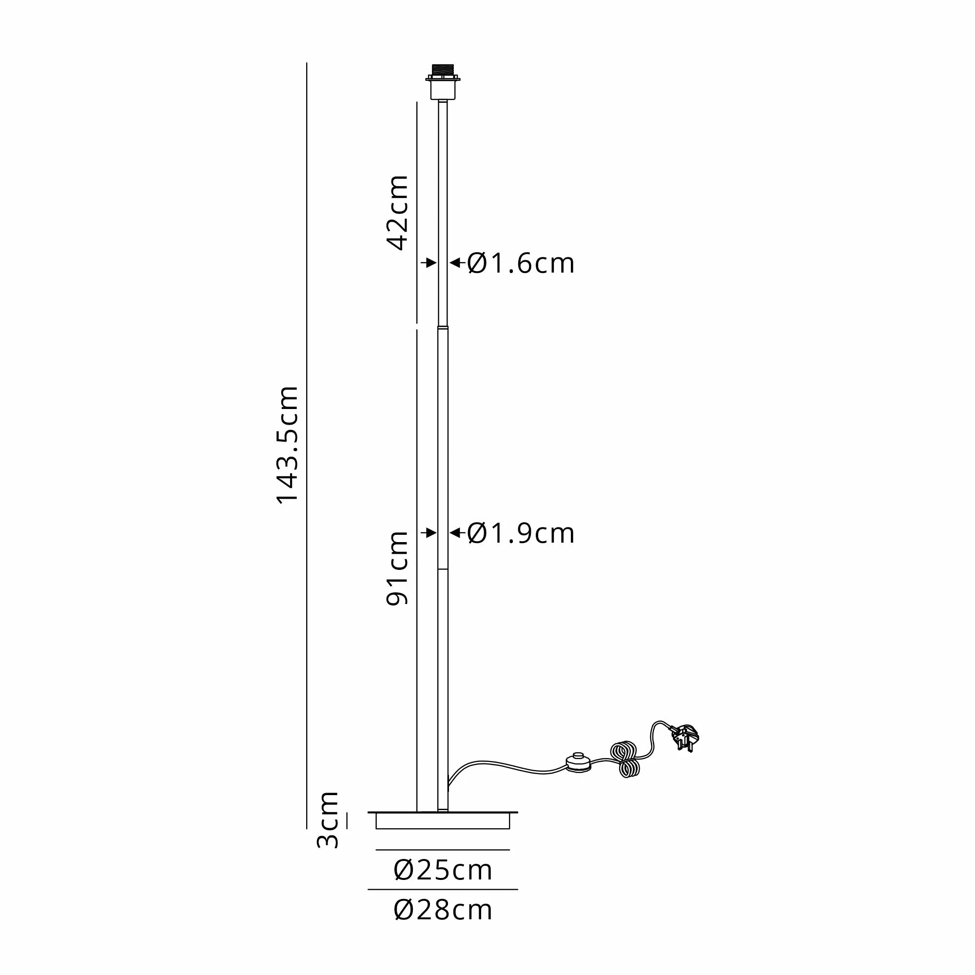 Deco - Carrie E27 Universal Floor Lamp, Suitable For A Vast Selection Of Shades - Luminosity Designs Ltd
