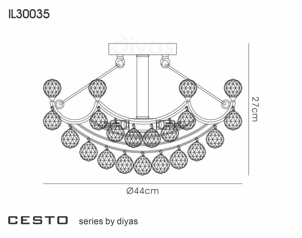 Diyas - Cesto Semi Flush Ceiling Light - Luminosity Designs Ltd