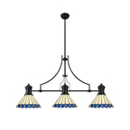 Luminosity Designs - Chamber / Hanger 3 Light Linear Pendant E27 With 30cm Tiffany Shades, 3x E27 - Luminosity Designs Ltd