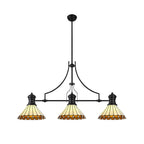 Luminosity Designs - Chamber / Hanger 3 Light Linear Pendant E27 With 30cm Tiffany Shades, 3x E27 - Luminosity Designs Ltd