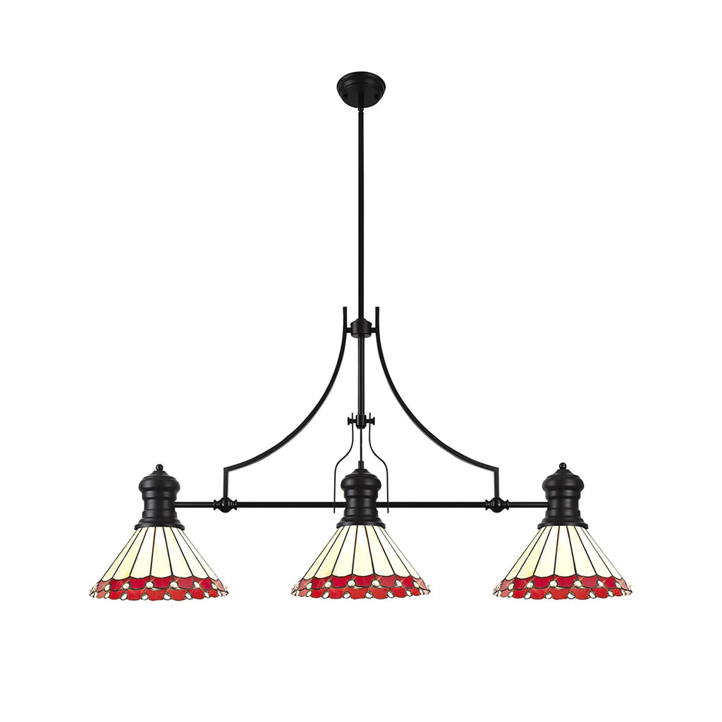 Luminosity Designs - Chamber / Hanger 3 Light Linear Pendant E27 With 30cm Tiffany Shades, 3x E27 - Luminosity Designs Ltd