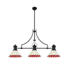 Luminosity Designs - Chamber / Hanger 3 Light Linear Pendant E27 With 30cm Tiffany Shades, 3x E27 - Luminosity Designs Ltd