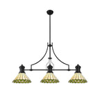 Luminosity Designs - Chamber / Hanger 3 Light Linear Pendant E27 With 30cm Tiffany Shades, 3x E27 - Luminosity Designs Ltd