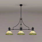 Luminosity Designs - Chamber / Hanger 3 Light Linear Pendant E27 With 30cm Tiffany Shades, 3x E27 - Luminosity Designs Ltd