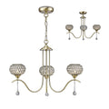 Diyas - Chelsie 3 Light Antique Brass and Crystal Pendant with G9 lamp holders (Diyas IL31513) - Luminosity Designs Ltd