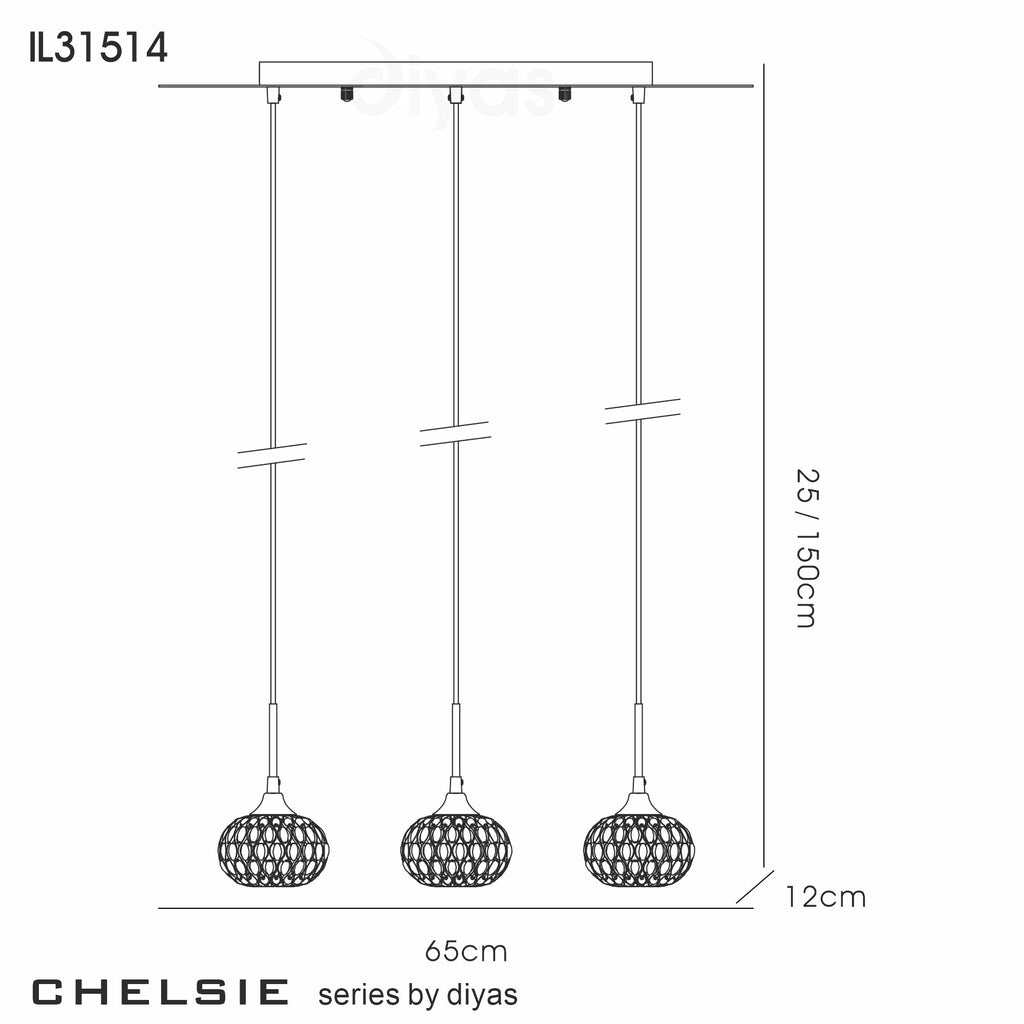 Diyas - Chelsie Linear Bar Pendant - Luminosity Designs Ltd
