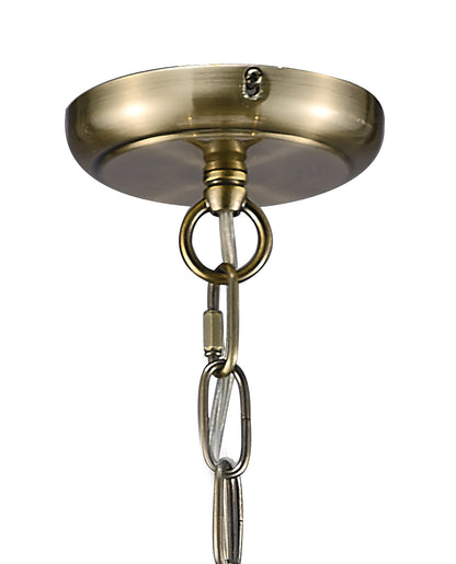 Chelsie 3 Light Antique Brass and Crystal Pendant with G9 lamp holders (Diyas IL31513)