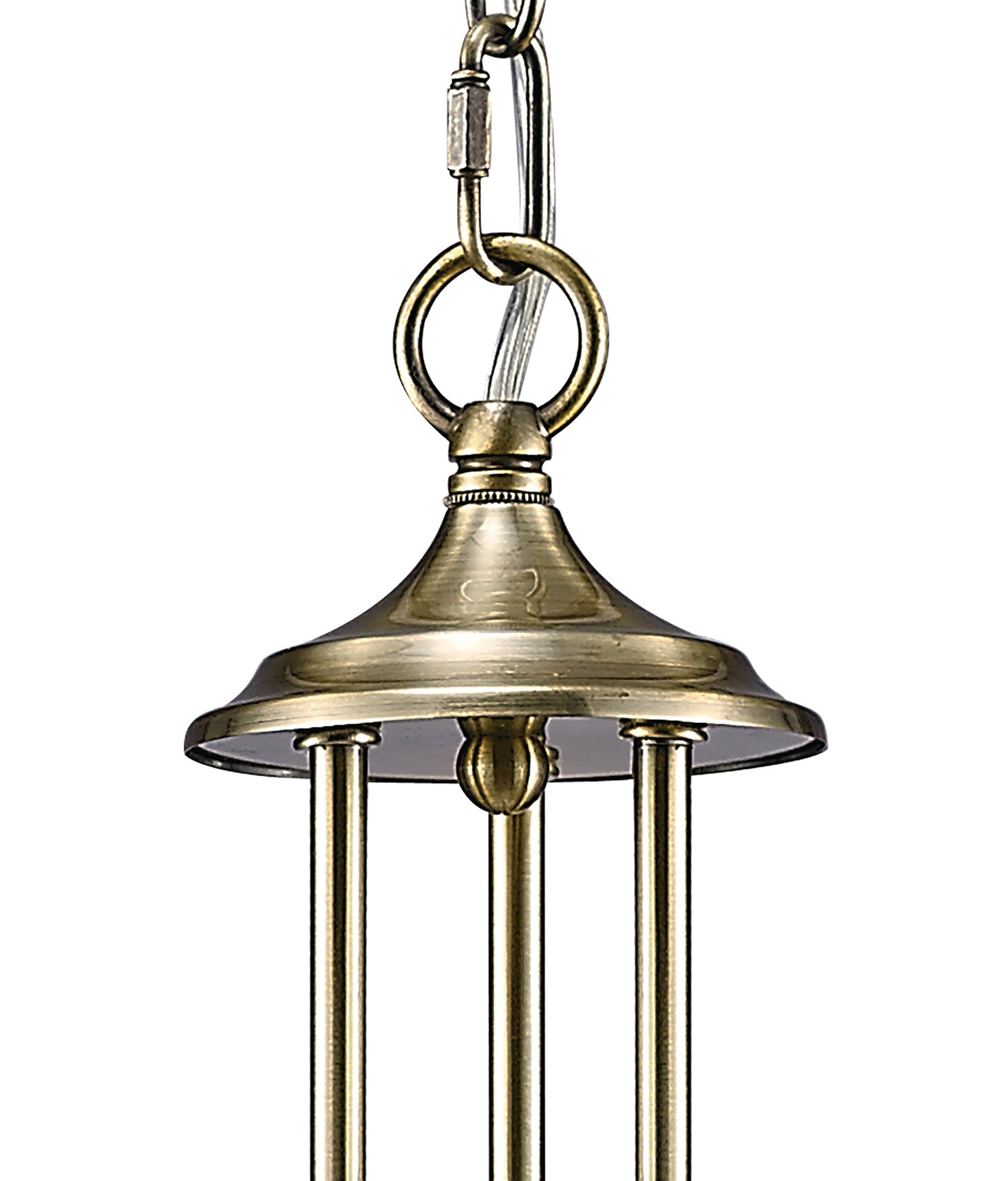 Chelsie 3 Light Antique Brass and Crystal Pendant with G9 lamp holders (Diyas IL31513)