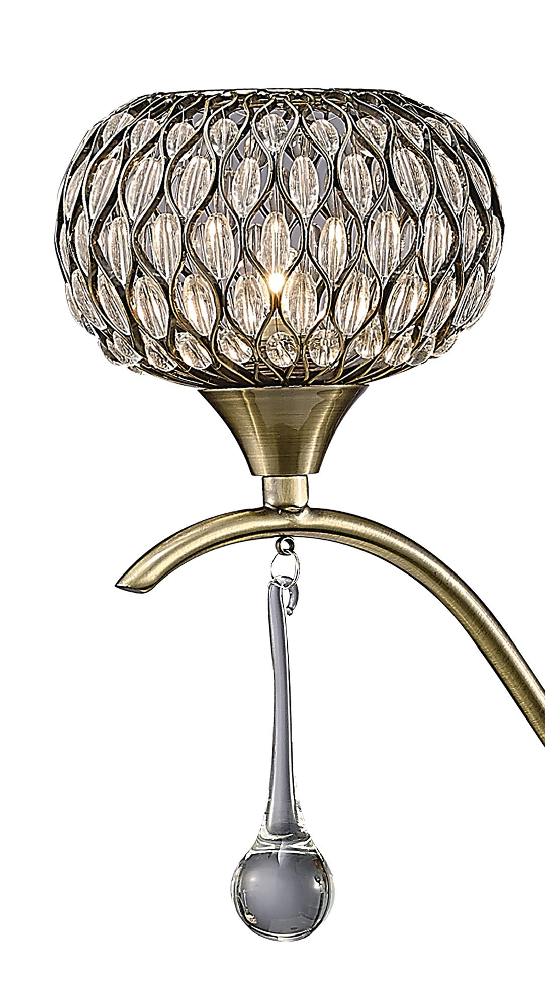 Chelsie 3 Light Antique Brass and Crystal Pendant with G9 lamp holders (Diyas IL31513)