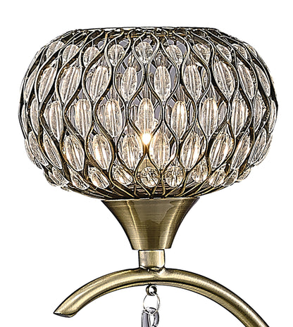 Chelsie 3 Light Antique Brass and Crystal Pendant with G9 lamp holders (Diyas IL31513)