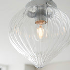 Cheston Flush Chrome and Glass Vintage Style Glass Lantern IP Rated Bathroom Fitting, Endon 96489) - Luminosity Designs Ltd