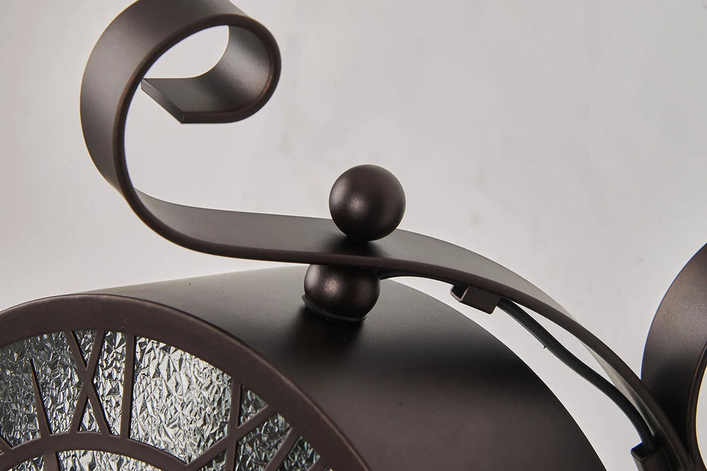 Luminosity Designs Ltd - Chronos Faux Clock Wall Lamp, 1 x E27, IP54, Oil Rubbed Brass/Textured Glass - Luminosity Designs Ltd